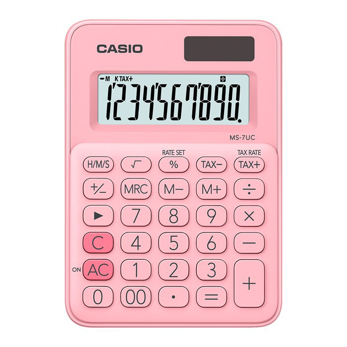 

KALKULATOR CASIO MS-7UC LIGHT PINK BLUE 10 DIGIT COLORFUL SERIES