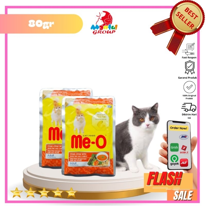 Makanan Kucing Meo Pouch 80gr Otak-Otak With White Fish And Carrot