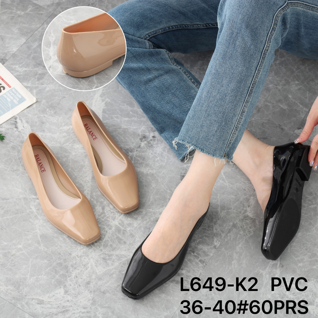 Sepatu Wanita Sepatu Flat Glossy Jelly Shoes 649 Merk Balance