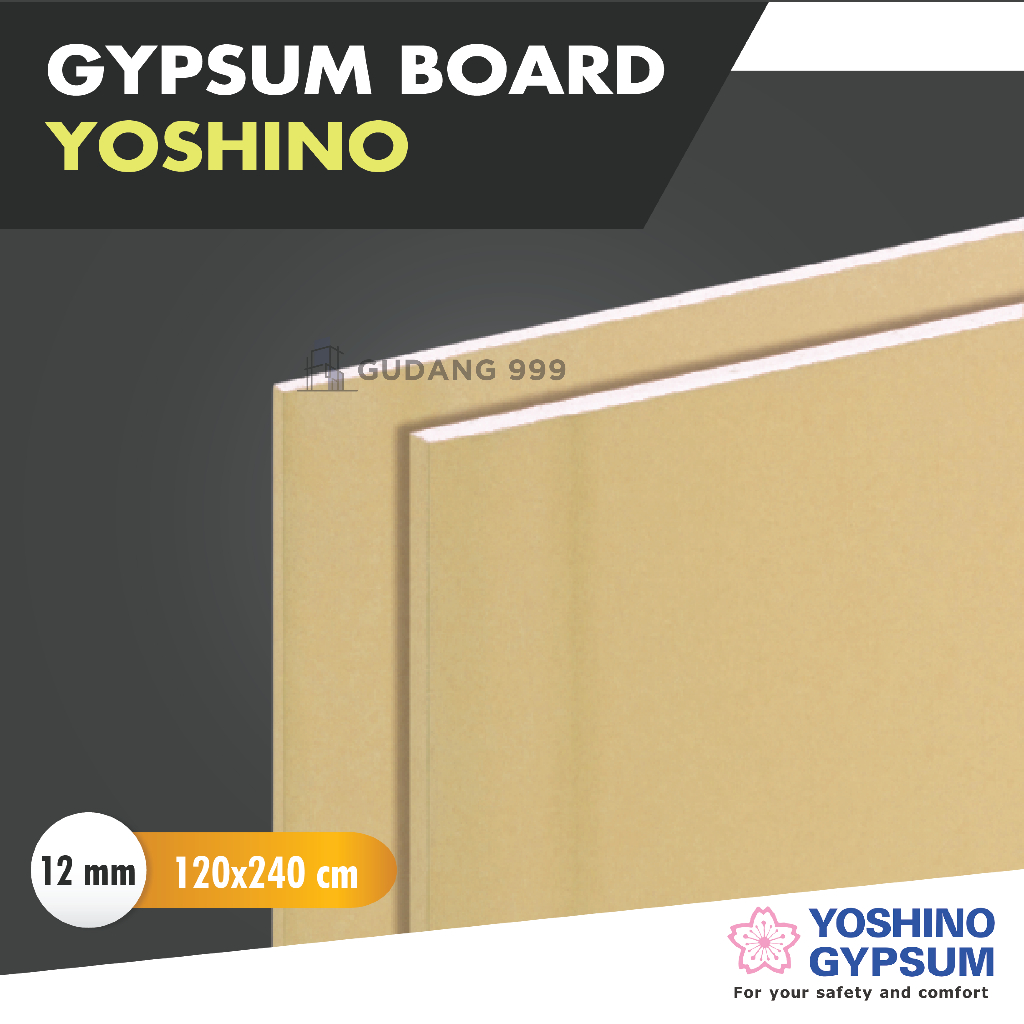 Gypsum Yoshino 12mm 120x240cm - Papan Gipsum Plafon