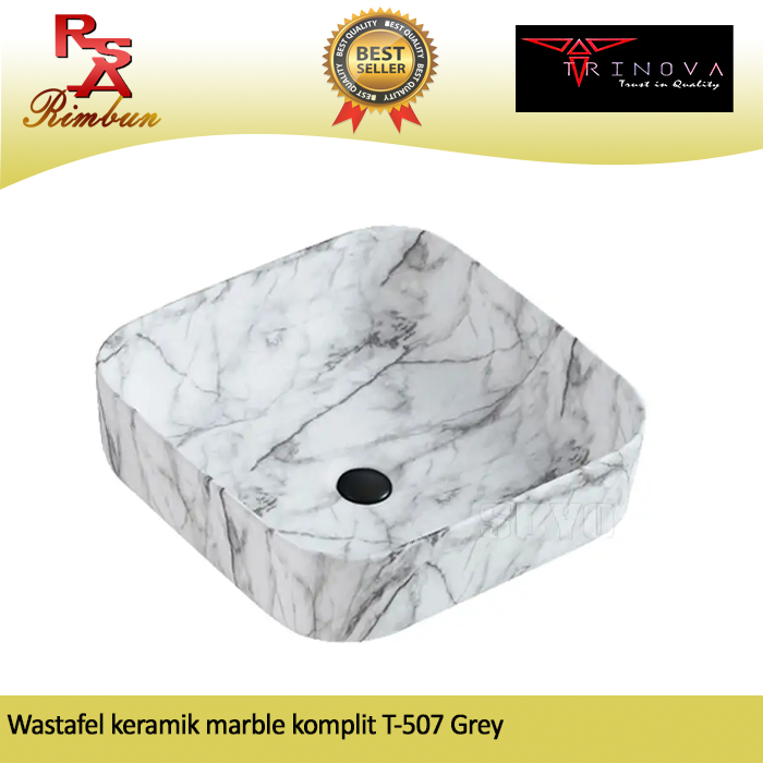 wastafel cuci tangan marmer art keramik basin komplit T-507 Grey