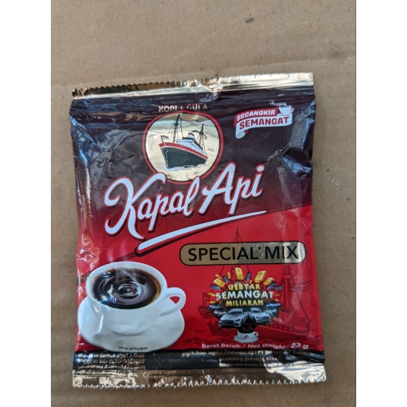 

Kopi Bubuk Kapal Api Spesial Sasetan Mix Gula