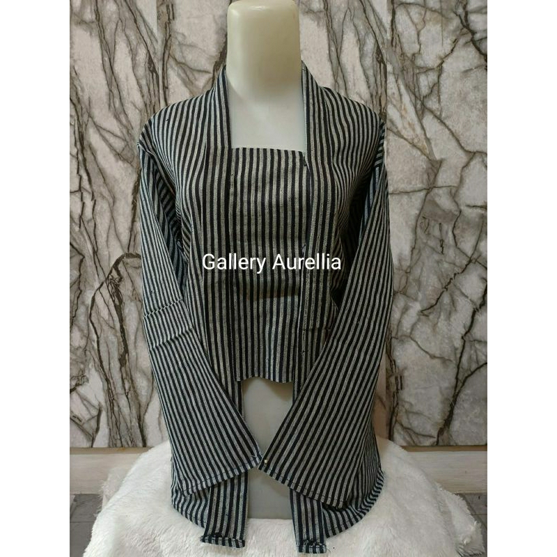 Kebaya Lurik Abu-Abu Wanita Dewasa / Kebaya Lurik Kutubaru / Pakaian Adat Jawa