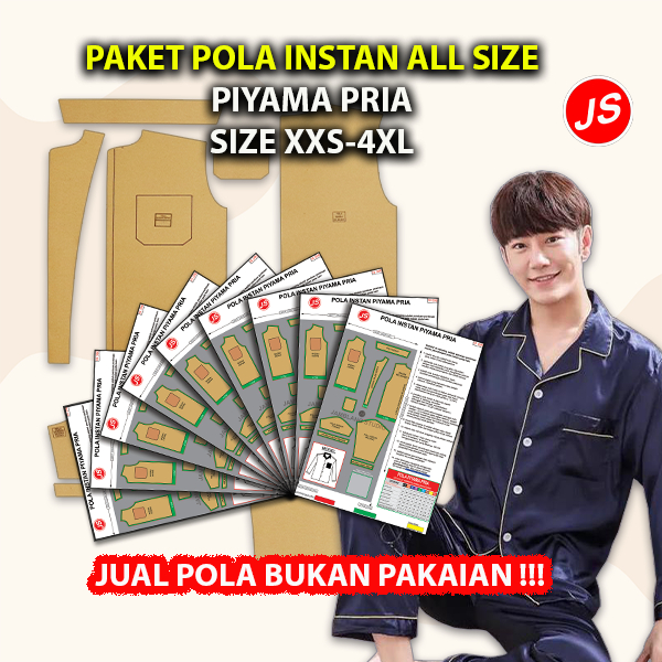 Paket Pola Instan All Size Piyama Pria | Pola Semua Ukuran XXS-4XL