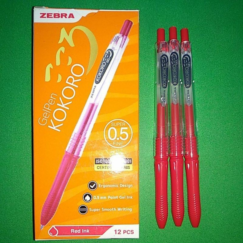 

BOLPOIN KOKORO ZEBRA GEL PEN MERAH 0.5mm [ 12PCS / PAK ]