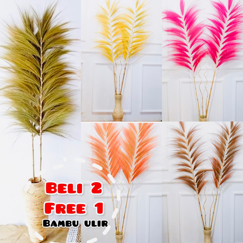 RAYUNG 21 JARI Kering Rayung Panjang Rayung Natural Rayung Rustic Dekorasi Rustic Rayung Pampas  RAY