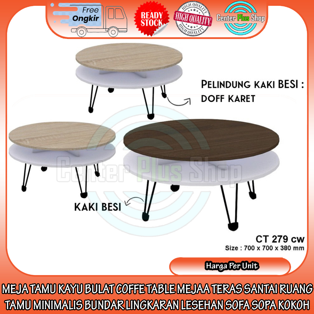 [Kargo] MEJA TAMU KAYU BULAT CTM 279 COFFE TABLE MEJAA TERAS SANTAI RUANG TAMU MINIMALIS BUNDAR LING