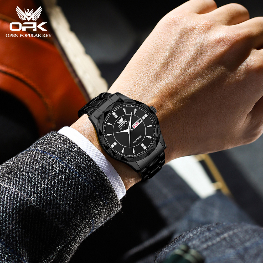 OPK Jam Tangan Pria Anti Air Original Cowok Terbaru 2024 Kalender Waterproof Stainless Steel Fashion Men Watch Model 8151-8