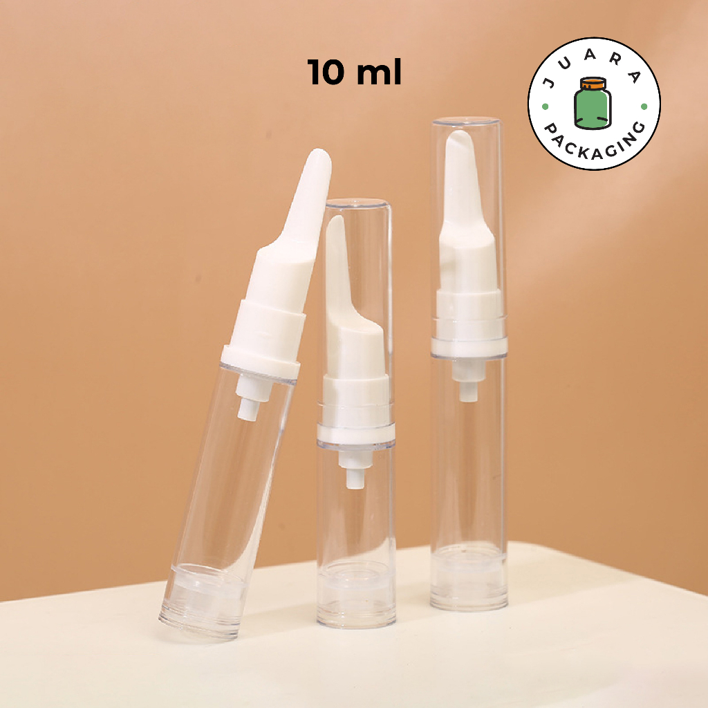 Botol Airless 10ml untuk Eye Lotion & Eye Serum – Botol Kosmetik Airless Plastik Ringan Anti Tumpah 