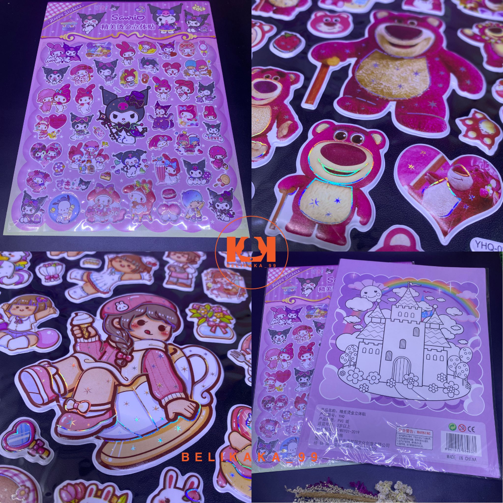 

STICKER TIMBUL 3D BESAR MOTIF SANRIO LOTSO DAN MOMO / STICKER 3D / STICKER ANAK LUCU / STIKER SANRIO