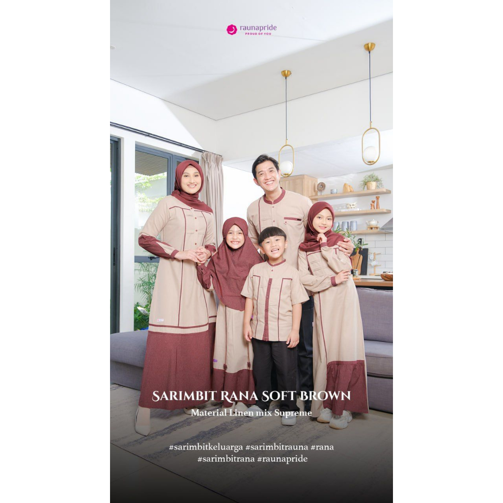 ( Sarimbit Rauna Sarimbit Rana Soft Brown) Gamis Dewasa Rauna RGF Koko Rauna RKF Koko Anak Laki laki