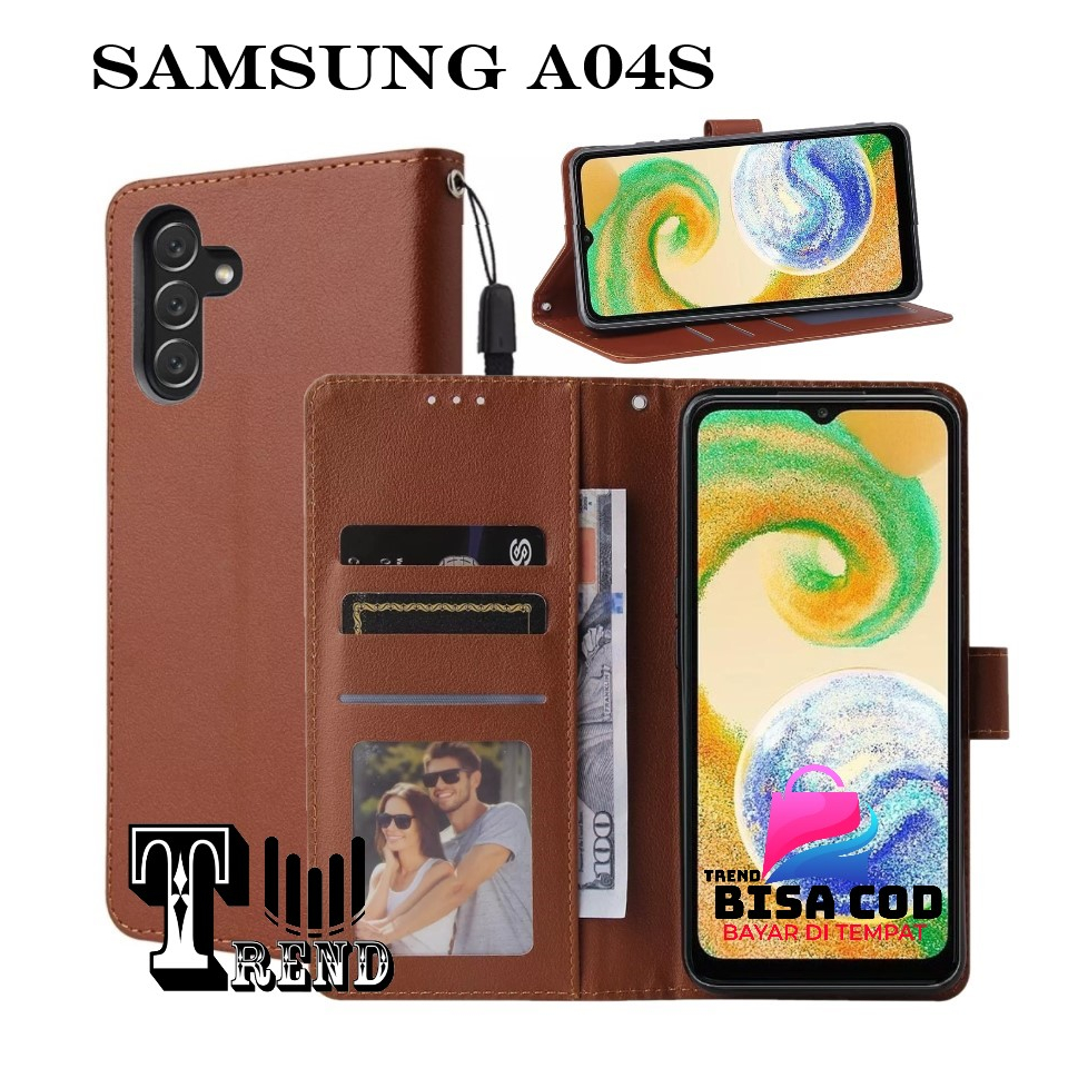 LEATHER CASE FLIP SAMSUNG A04S- FLIP CASE KULIT UNTUK SAMSUNG A04S