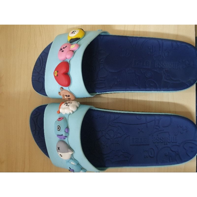 Second - Melissa Beach Slide Next Gen + BT21 in Blue Sz 39
