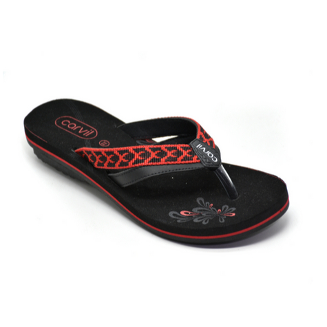 Carvil Sandal Spon Anak Perempuan Numa-TW Black/Red
