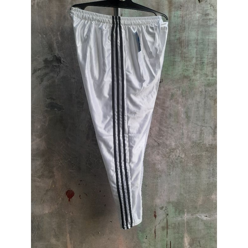 celana training warna putih lis hitam pria dan wanita celana olahraga jumbo