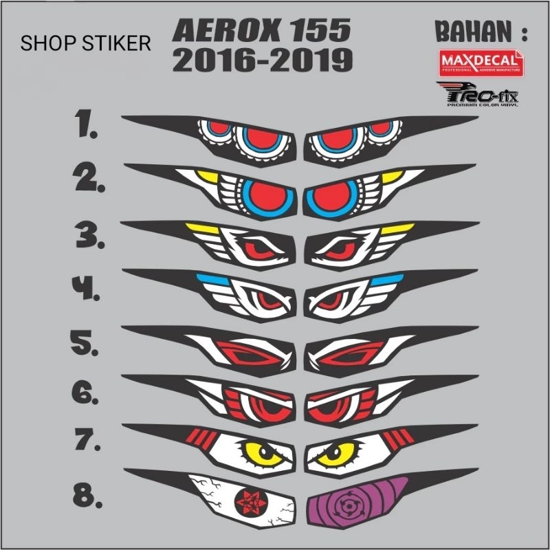 STICKER STIKER VARIASI LAMPU DEPAN AEROX 155