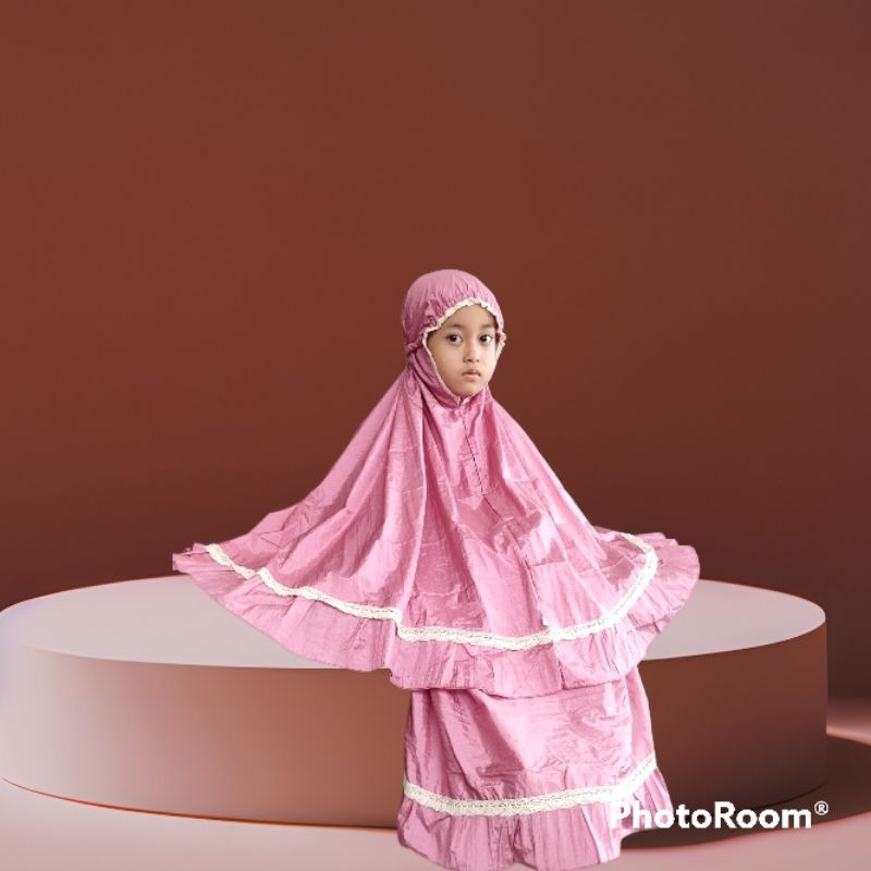 MUKENA ANAK (2-5 th) SETELAN RENDA PARASUT PREMIUM Free Bordir Nama