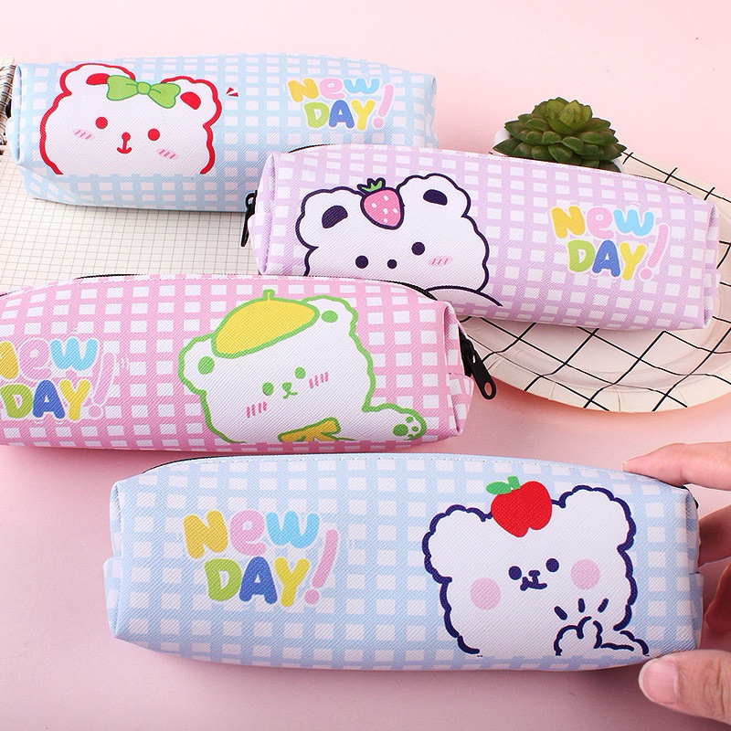 

Kotak Pensil / Waterproof Pencil Case / Tempat Pensil Lucu Motif Cream Bear
