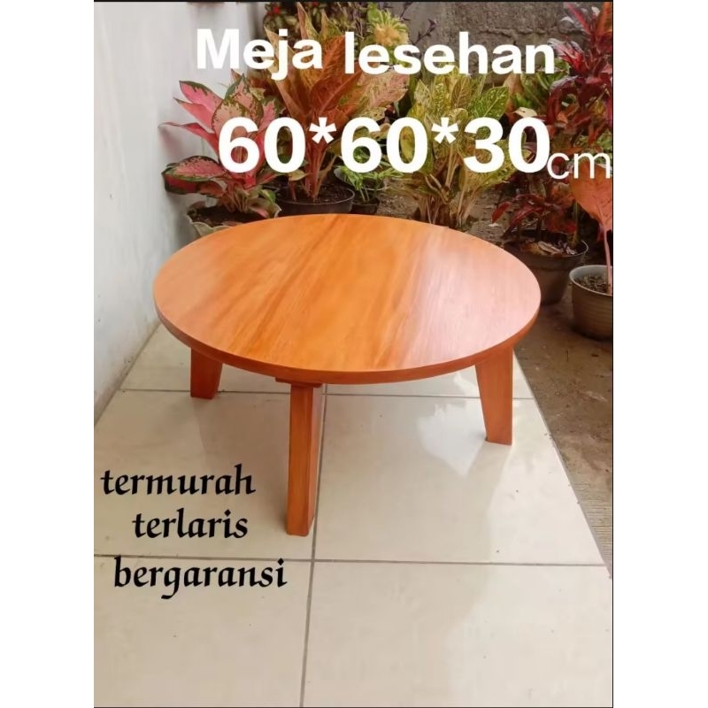 meja lesehan kayu bulat meja belajar Dm60 cm