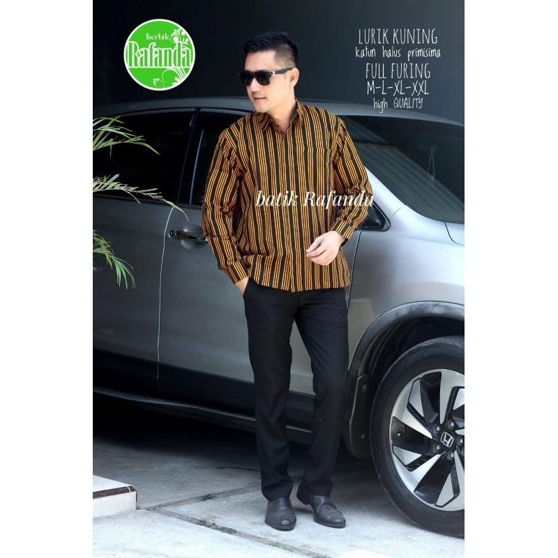 Lurik Kuning Baju Batik Pria Lengan Panjang