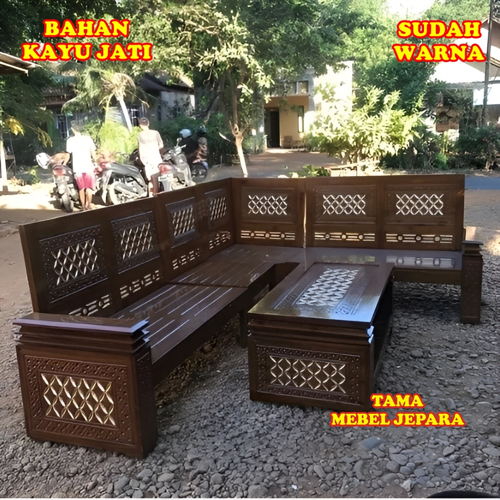 Furniture ruang tamu/kursi tamu sudut/kursi minimalis kayu jati