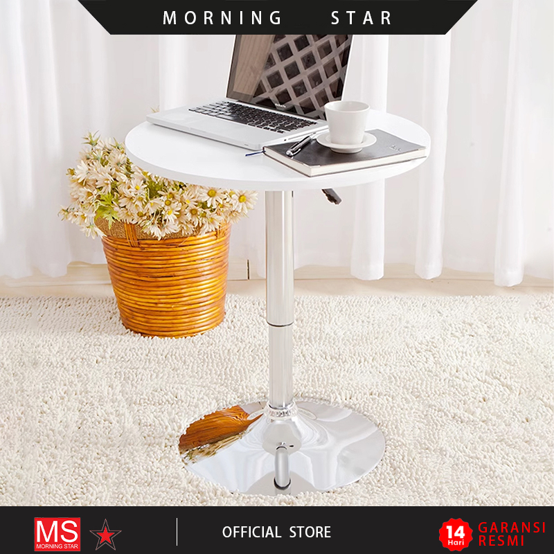 Meja Bar Hidrolik / Meja Bulat Minimalis / Meja Cafe / Meja Bar Bulat Bahan Besi MDF Premium