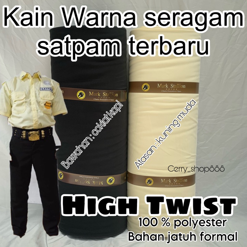 0,5 meter 1/2 meter kain eceran warna seragam satpam baru kuning muda baby yellow kopi kopi tutung c
