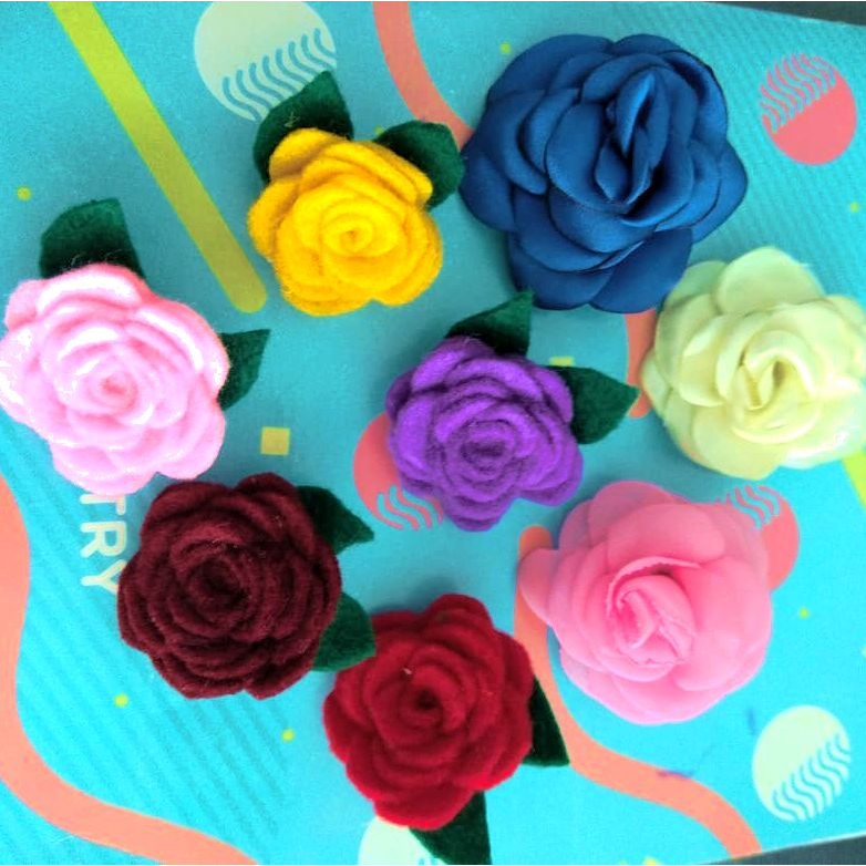 bros bunga mawar rose kain flanel satin jepitan baju asesoris tas asesoris hijab jilbab aaa