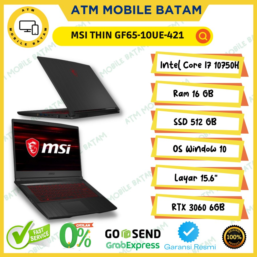 MSI THIN GF65 421 RTX3060 i7 10750H 16GB 512ssd 15.6FHD 144Hz IPS W10