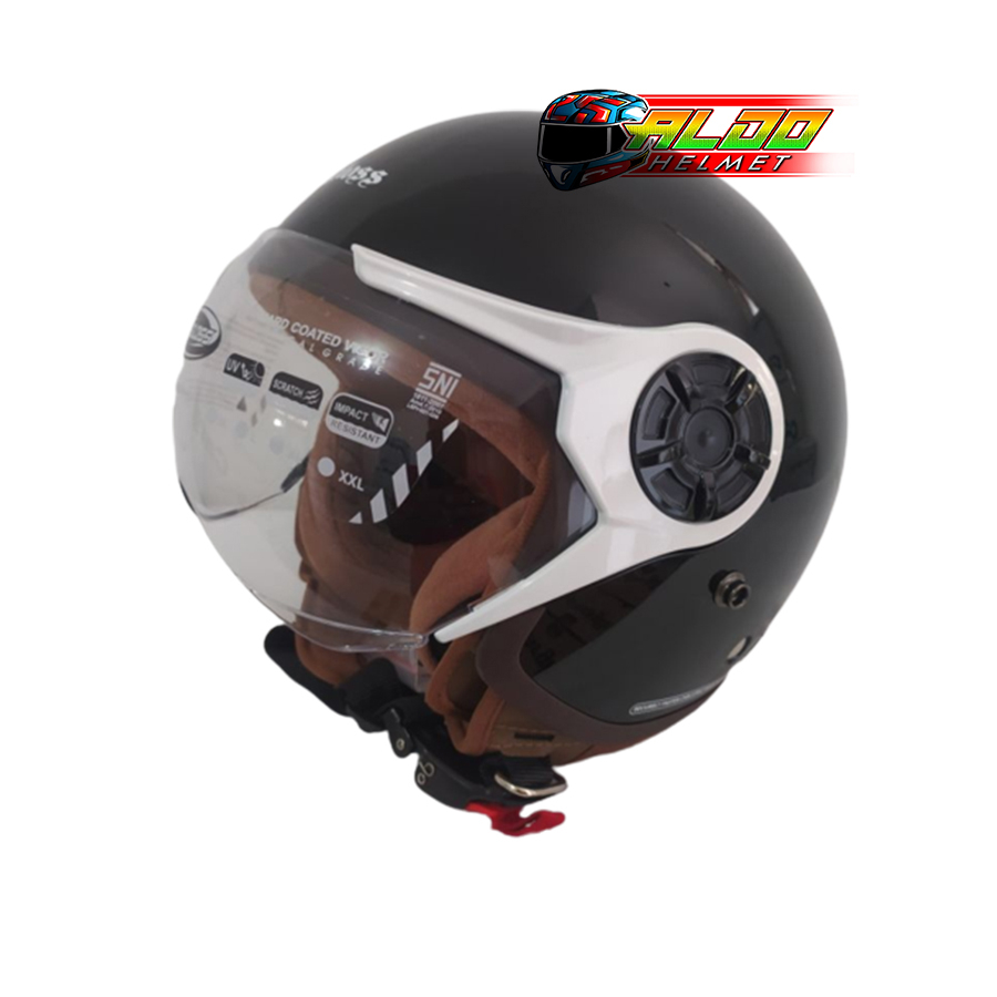 HELM CARGLOSS YRH HIJAB ORIGINAL / HELM CARGLOSS YRH SOLID BLACK METALIC / HELM RETRO WANITA HIJAB