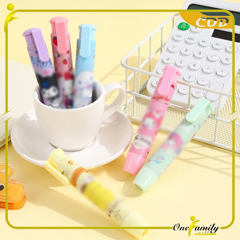 

ONE-A76 Eraser Pen Penghapus Pensil Karakter Kartun Lucu / Penghapus Mekanik / Cute Pencil Mechanical Eraser Retractable / Penghapus Bentuk Lipstick Import
