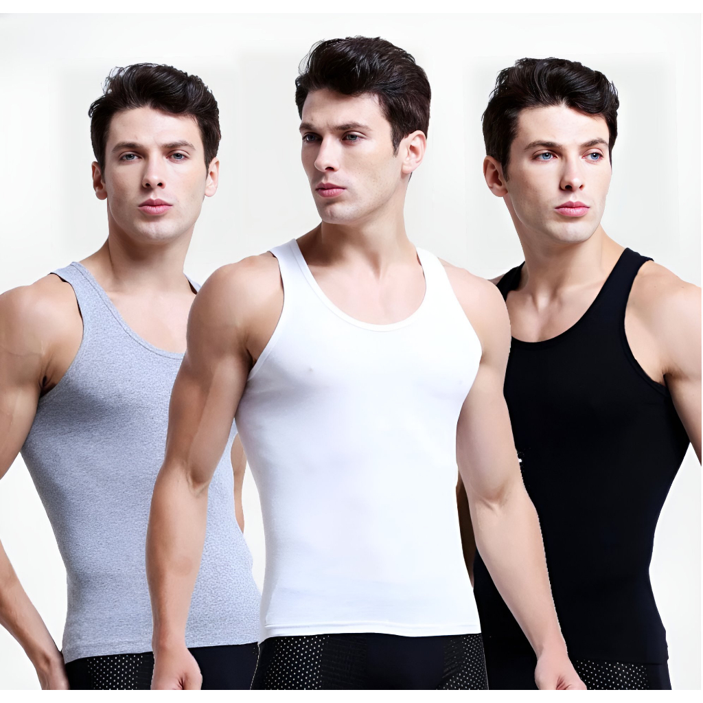 Trending Promo 3 PCS Singlet Pria Tali Kutang Full Katun Bahan Garmen Import