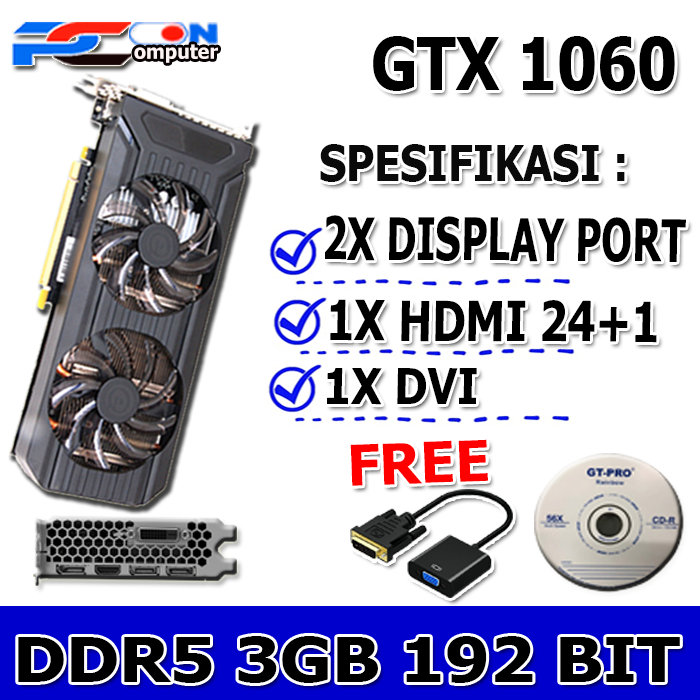 VGA GTX 1060 3GB DDR5 Geforce 192 BIT GAMING