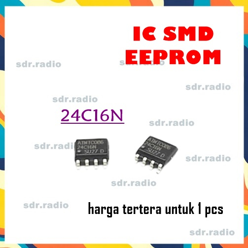 IC 24C16 EEPROM 16KBit 2KByte 8 Kaki SMD TQFP