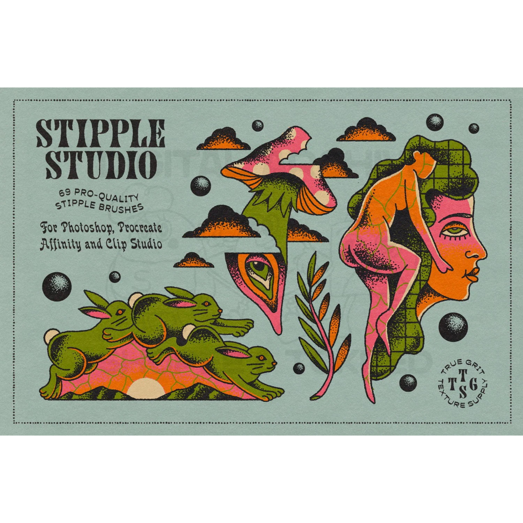 Procreate Brush – Stipple Studio for Procreate by True Grit Texture Supply – Digital Archive