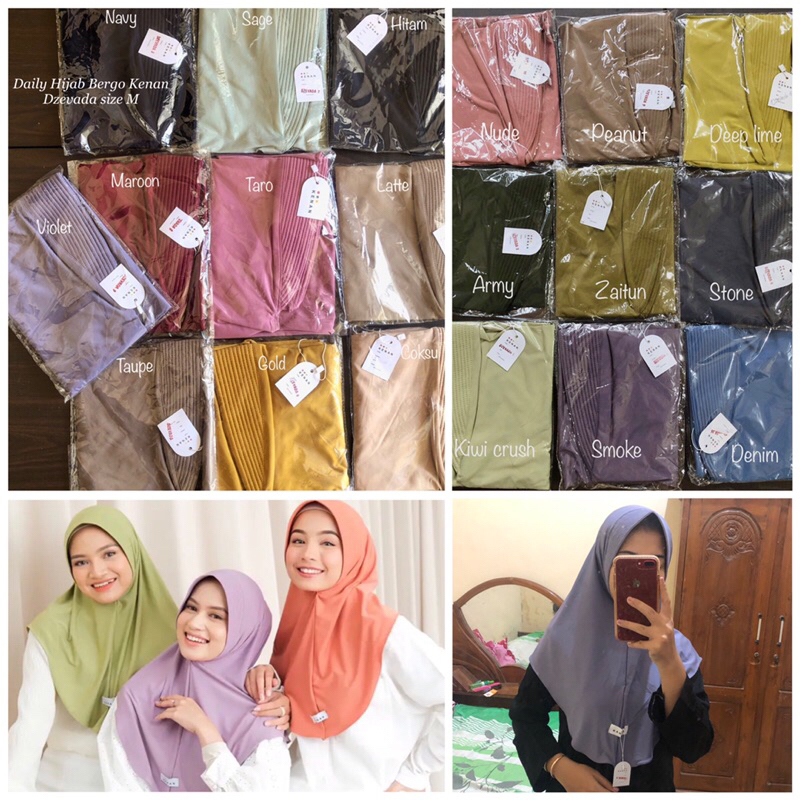 (COD SIZE M)KENAN HIJAB ORIGINAL Size M Dzevada - Daily jilbab bergo instan jersey premium