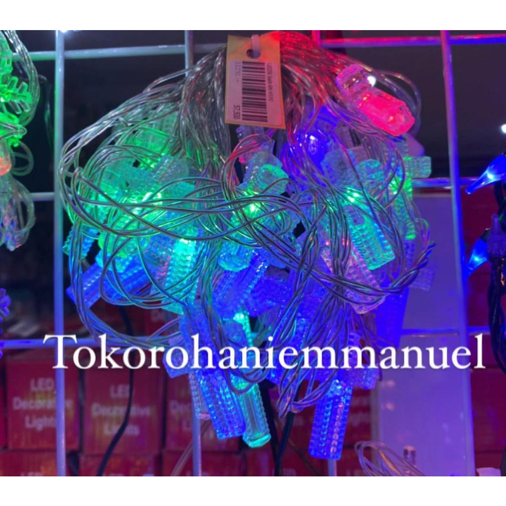 Christmas Light / Lampu Natal Salib Warna Warni LED 30 / Hiasan Natal
