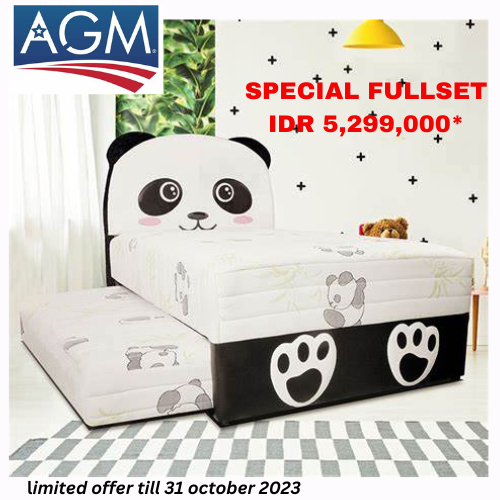 FLORENCE AGM KASUR KIDS TYPE SMILLING PANDA SPRINGBED FLORENCE 2 IN 1 BED SORONG 2 TINGKAT
