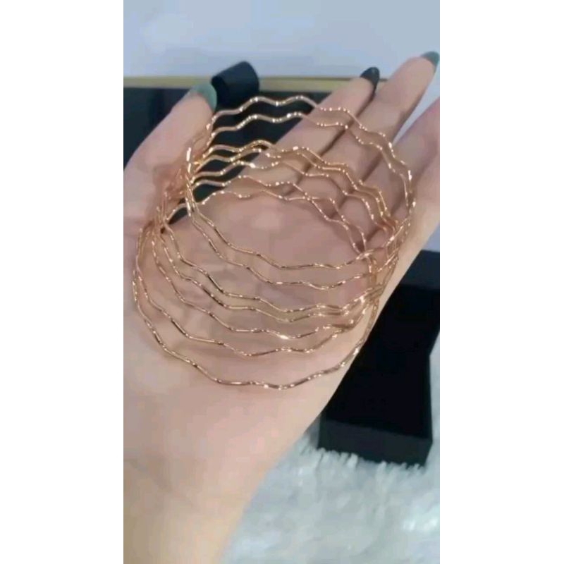 Double88 Gelang keroncong ulir isi 7 Titanium Bronze imitasi