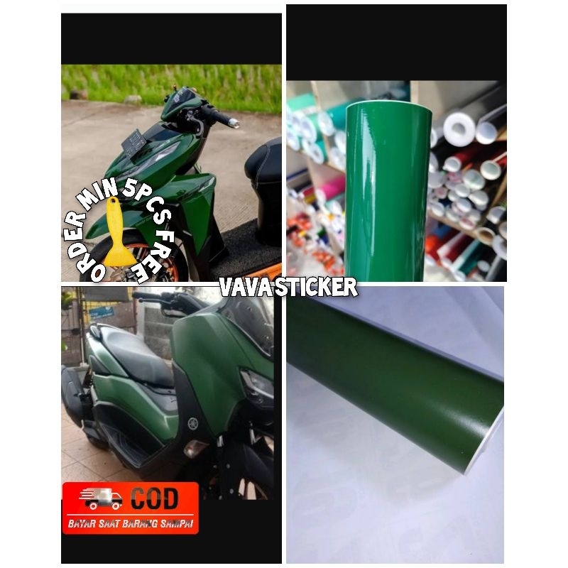 Skotlet hijau army glossy super/stiker skotlet hijau army doff/skotlet motor