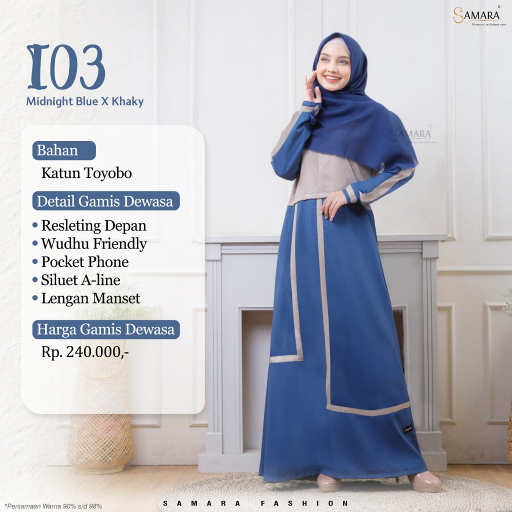 GAMIS I03 MIGHTNIGHT BLUE BY SAMARA || RAEDY ST[OK BISA COD BAYAR DITEMPAT