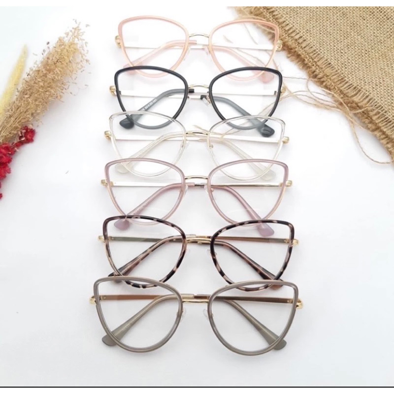 KACAMATA CAT EYE MINUS WANITA 95825 FRAME AMAYA LENSA ANTI RADIASI | KACAMATA PHOTOCROMIC | KACA MAT