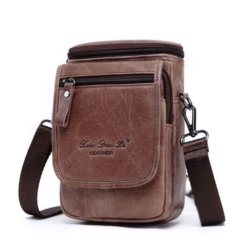 Tas Selempang Mini Pria Kulit Asli RZ61708 Tas Selempang Mini Kulit Asli Model Tas Bahu Mini Kulit A