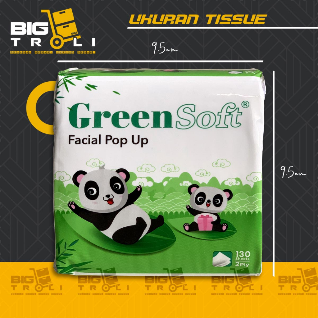 [Whispers] (Paket 12 pcs) Green Soft Pop-Up 130's Tissue Kotak Kecil