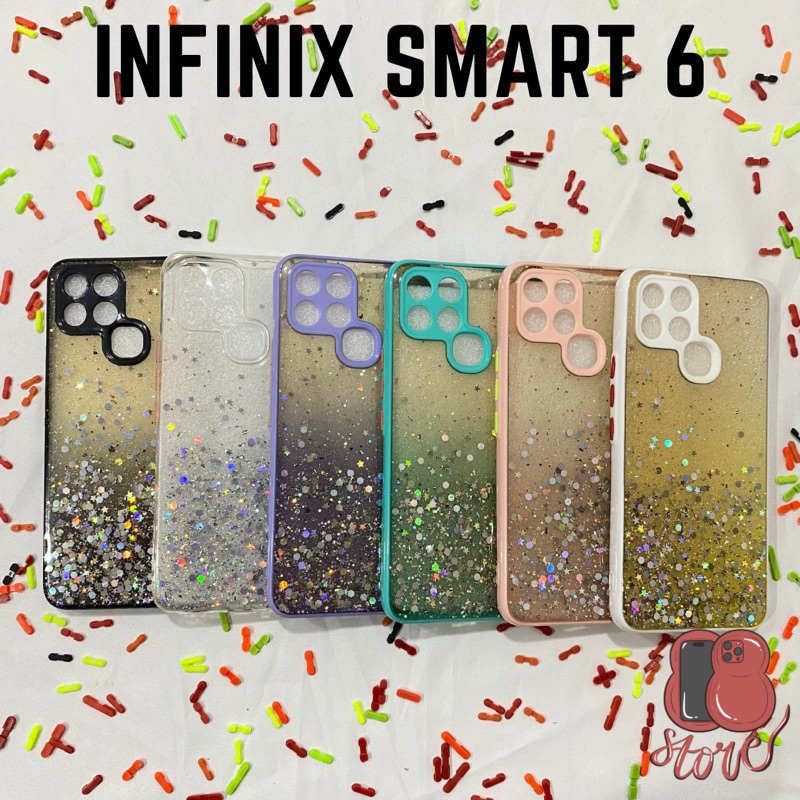 Softcase Glitter Infinix Smart 6 Case Manik-Manik Warna Pastel Casting Unik Lucu