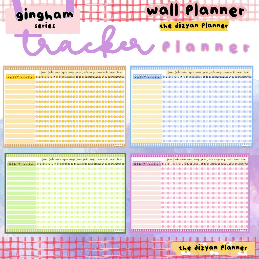 

Wall Planner / Schedule Board / Tracker Planner / Wipe and Clean Planner / Gingham Series