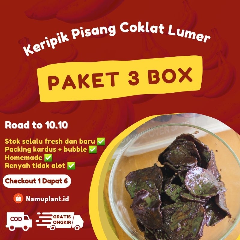 

[3 BOX] Keripik Pisang Coklat Lumer - Banana Chips Mausang 3 Box