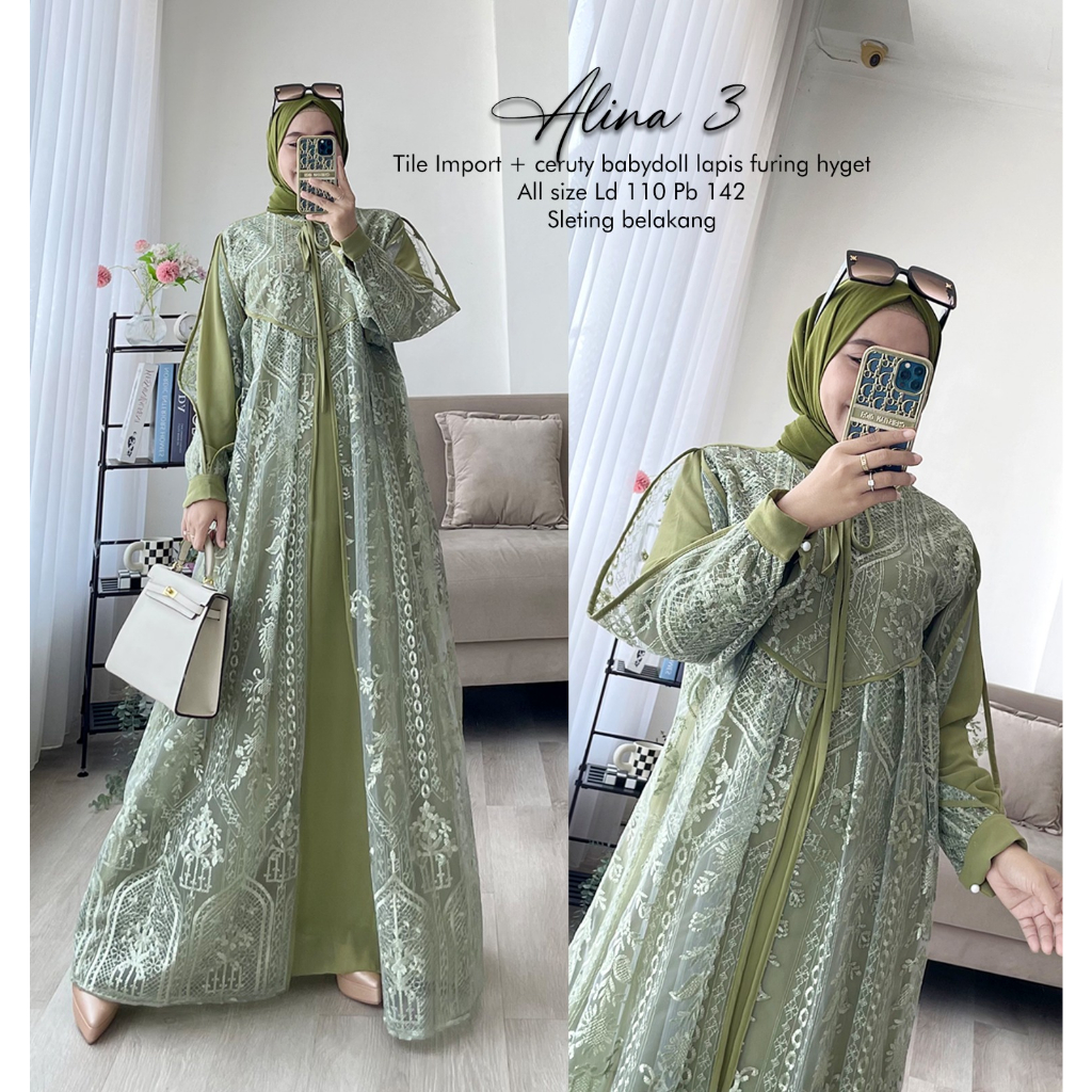 Humaira99 Brokat Alina Dress Gamis syari pesta muslimah gamis semi outer terbaru best seller