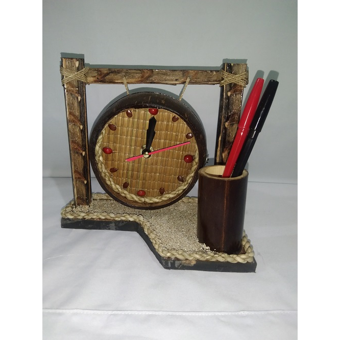 Hiasan Meja Jam Meja Antik Dilengkapi Tempat Pen (Alat Tulis) Unik dan Anik