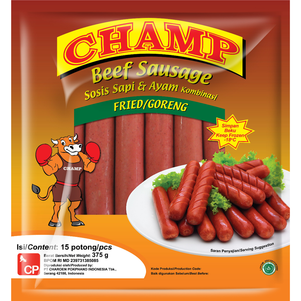 

CHAMP SOSIS SAPI SERBAGUNA ISI 6 150gr / CHAMP SAUSAGE